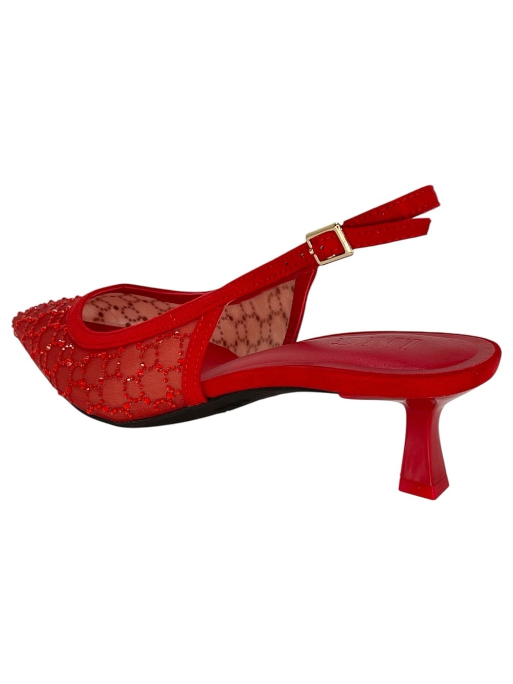 INC Gemini Red Rhinestone Slingback Low Top Womens Heels Size 7M - Picture 9 of 13